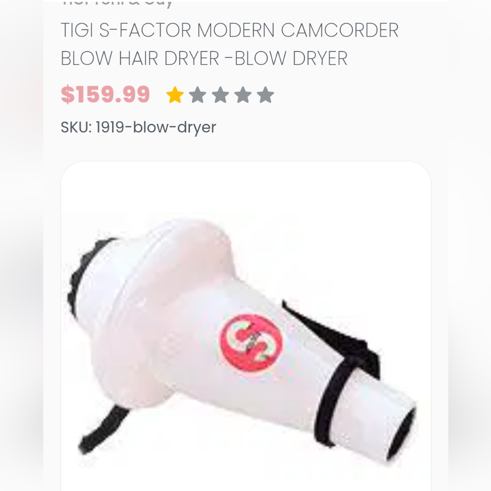 NIB Tigi Discontinued Modern Camcorder Hair Dryer